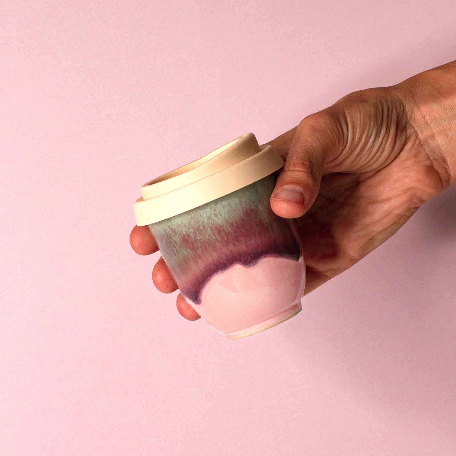 Pink Flamingo Ceramic Travel Cup