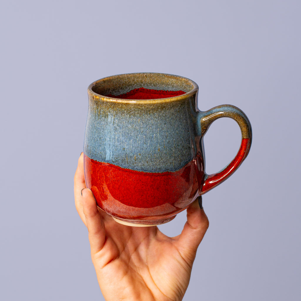 Grey Green and Rust Ceramic Mug