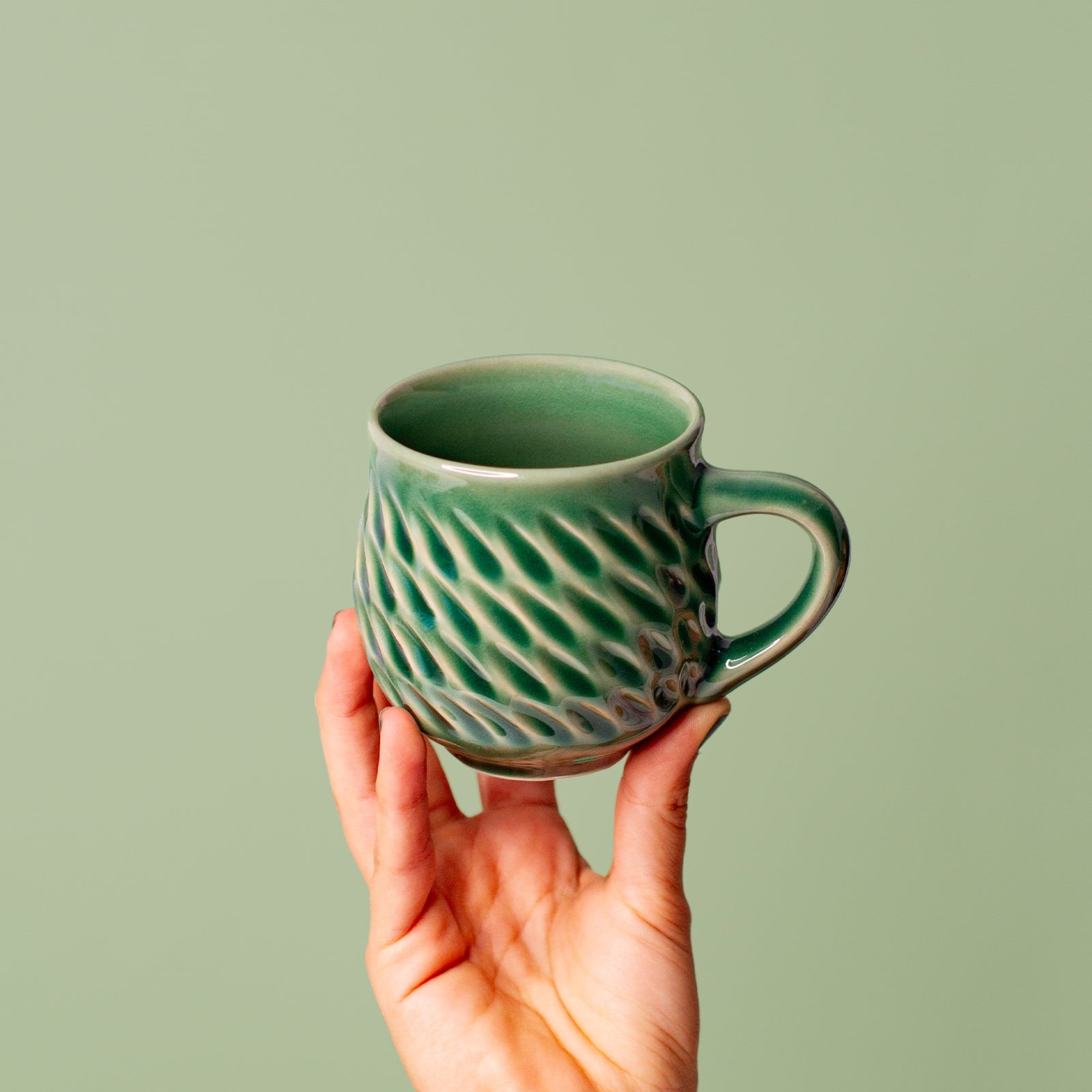 Sage green ceramic hug mug