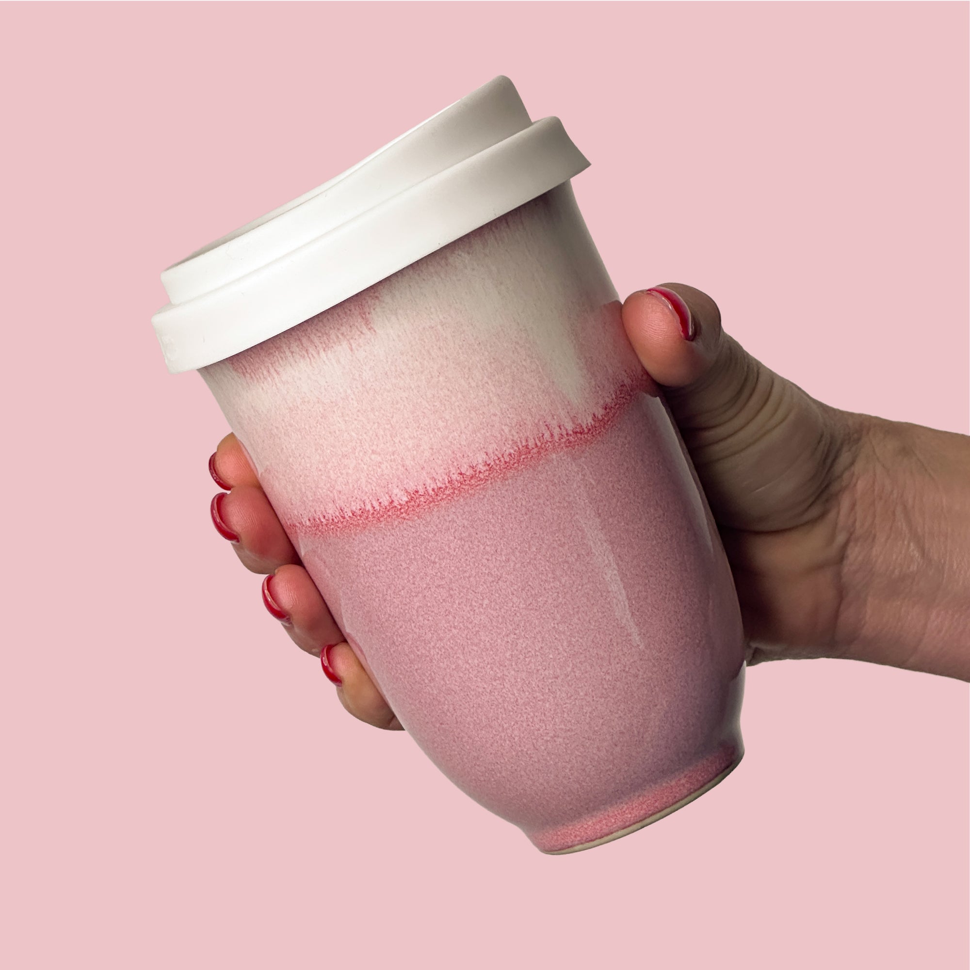 Raspberry Beret Ceramic Travel Cup