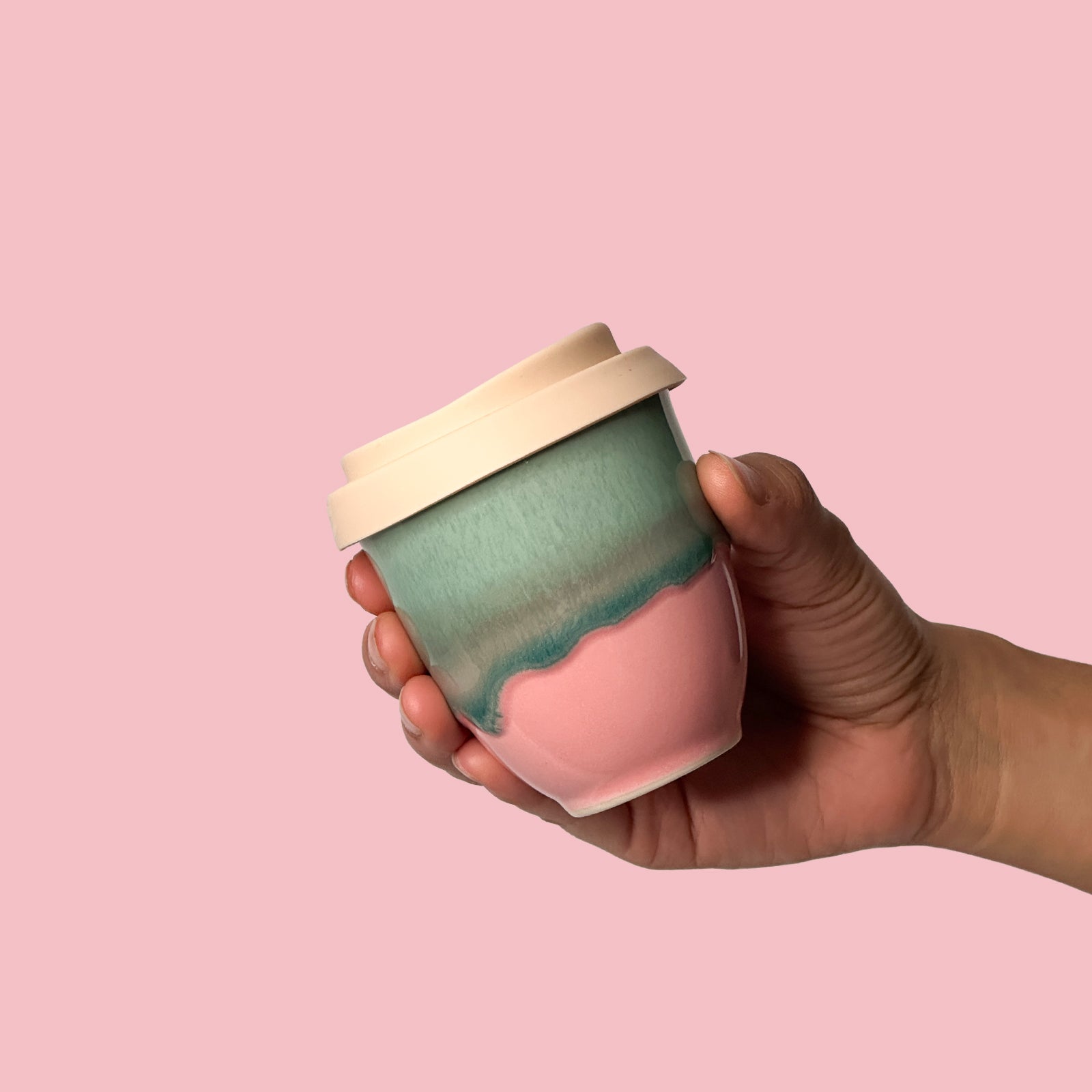 Pink Flamingo Ceramic Travel Cup