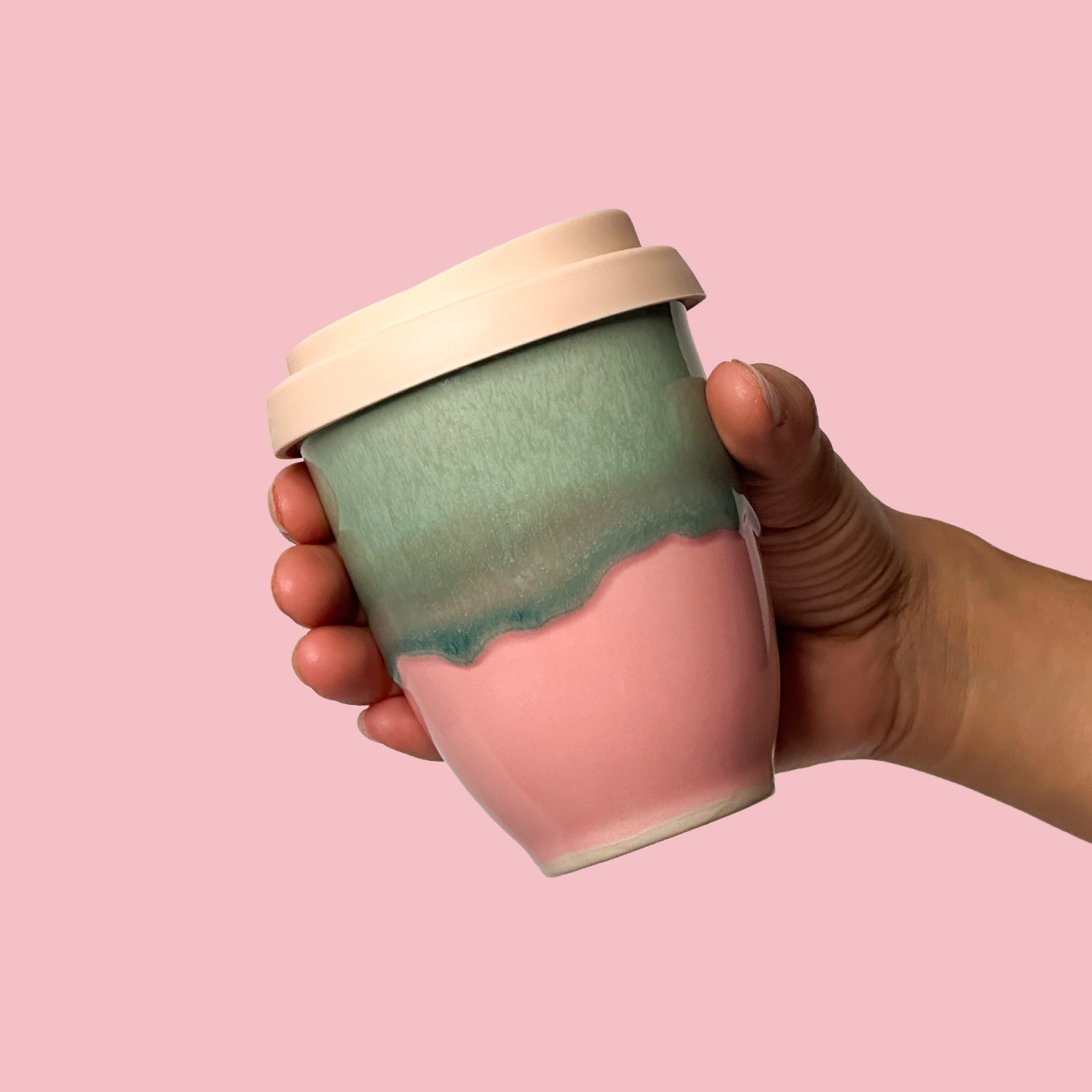 Pink Flamingo Ceramic Travel Cup