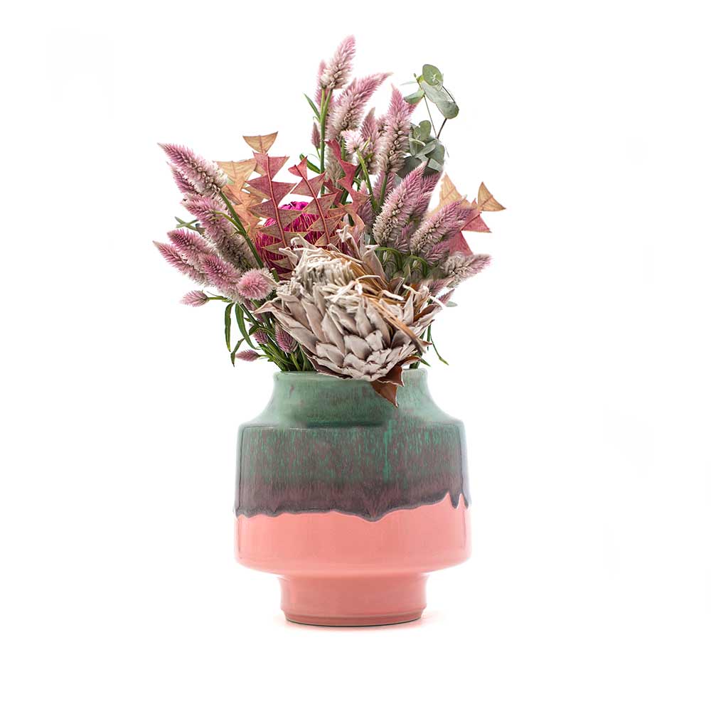 Pink and Green Ceramic Vase