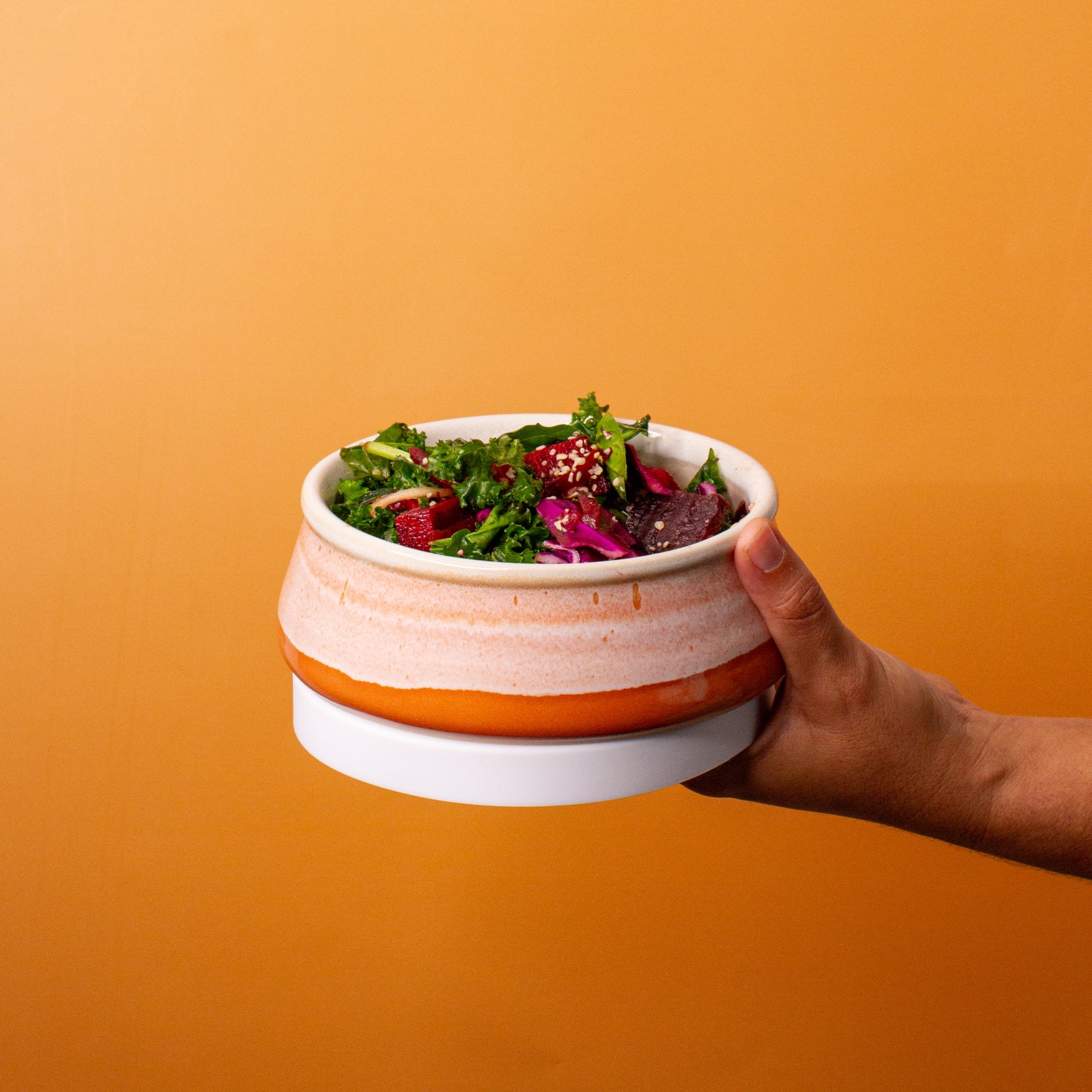 Orange Ceramic Travel Bowl small