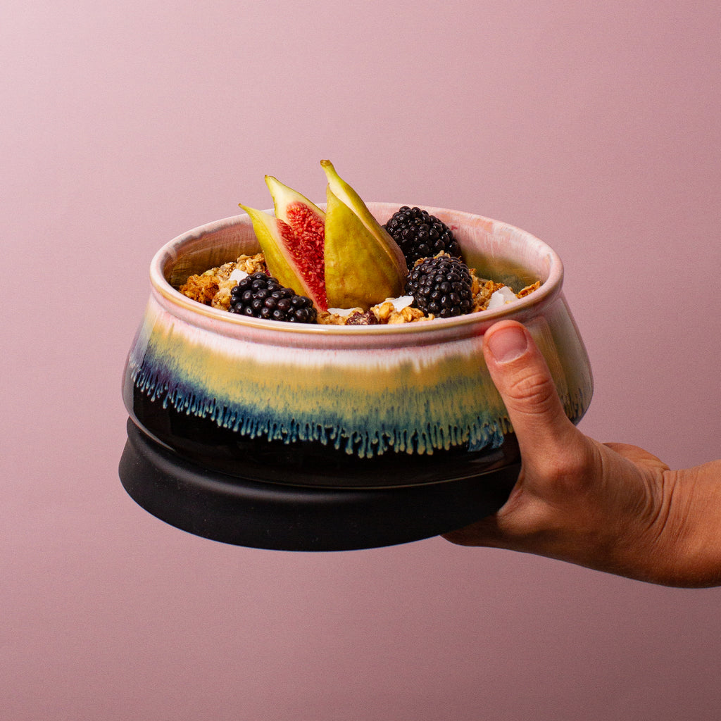 Black Pink Ceramic Travel Bowl