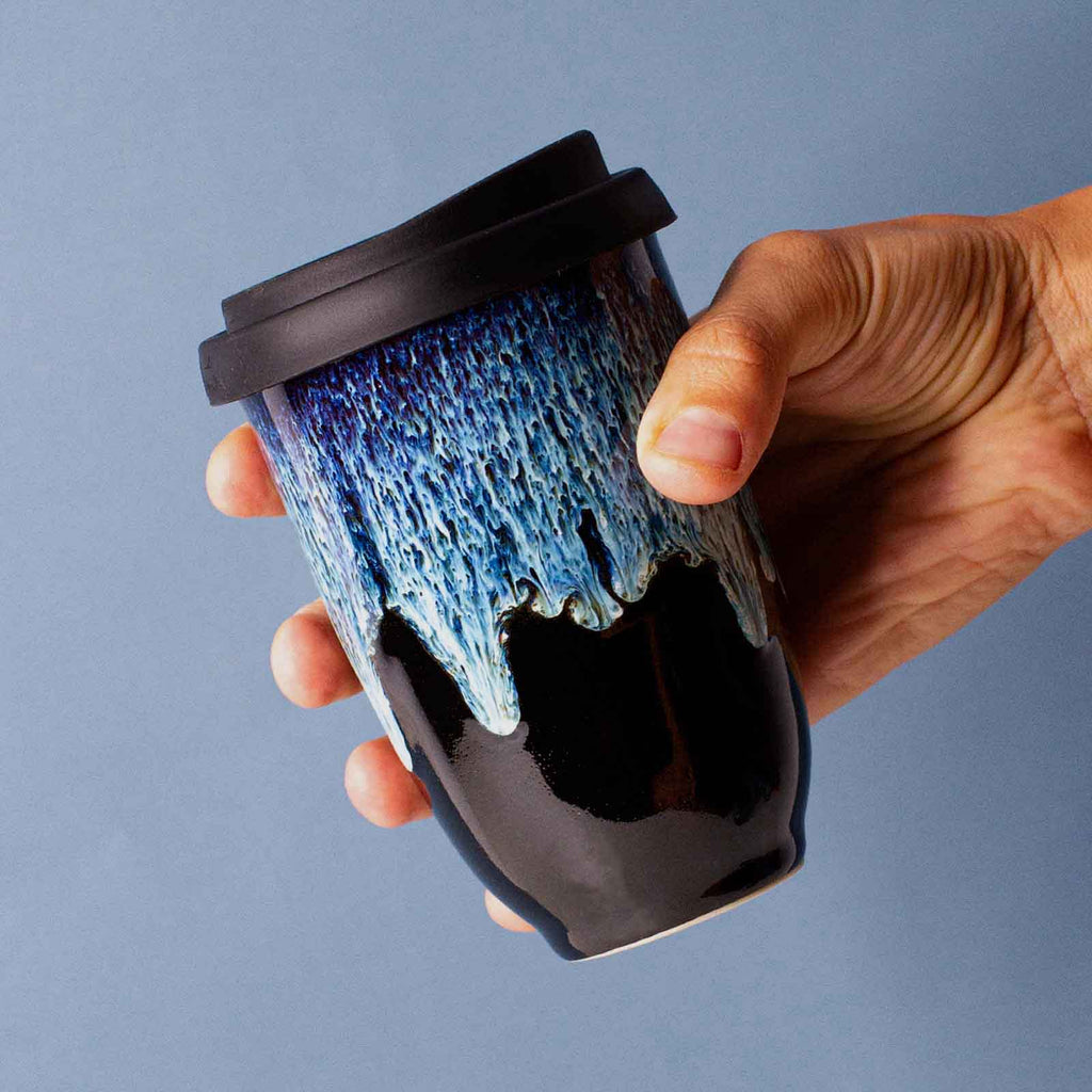 Pottery For The Planet Reusable Coffee Cup Crystal Cascades 12oz