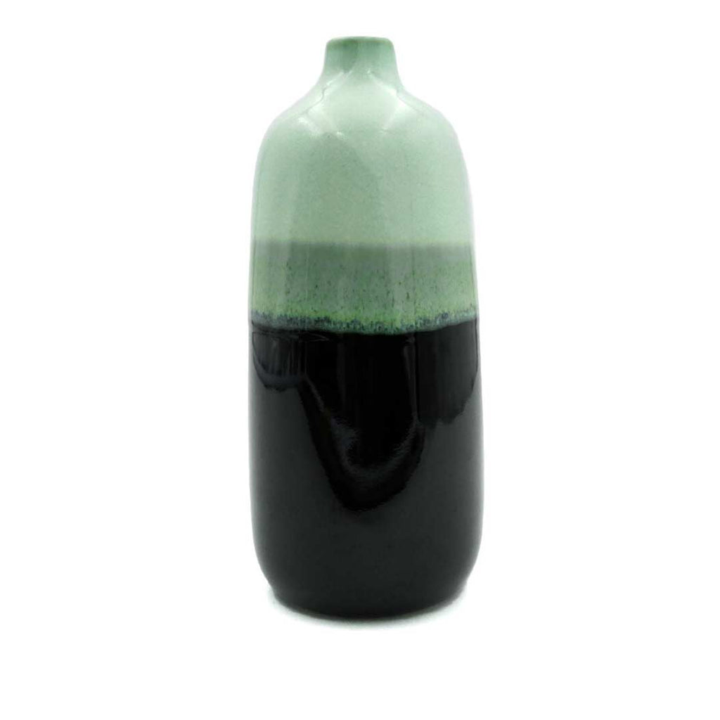 Pottery For The Planet two-tone green and black eco-friendly home decor vase with a smooth finish