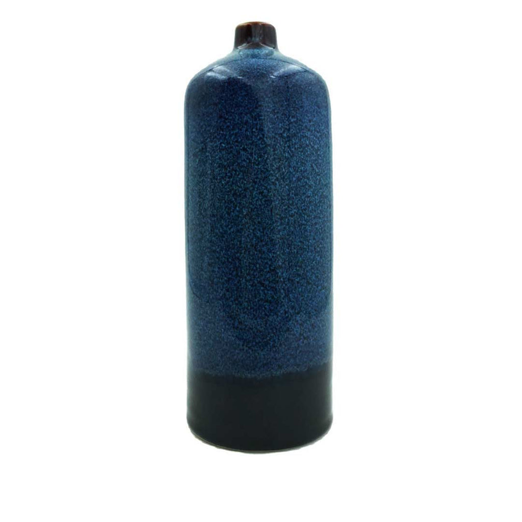 Pottery For The Planet medium decorative bud vase in blue and black ceramic finish